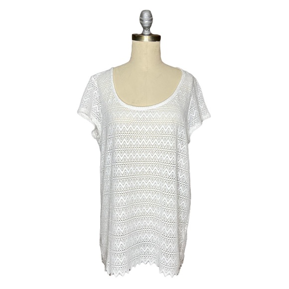 Lucky Brand Lace Boho Tee size L - Picture 2 of 16